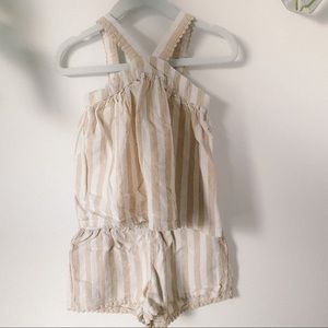 Tan and White Linen Set